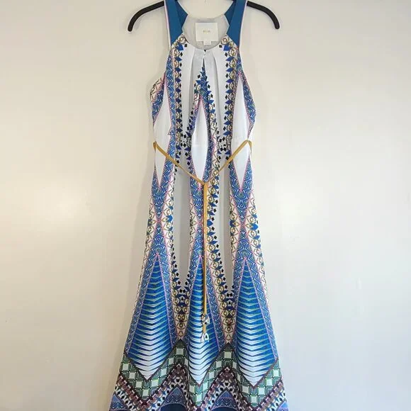 Anthropologie Maeve Pakpao Maxi Dress Boho Geo Bold Feminine Chic Flowy Size 0 - Picture 4 of 14